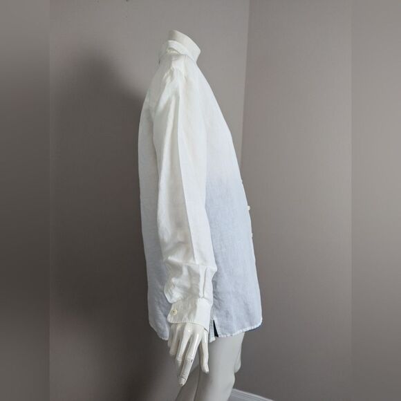 Vintage Tristan & Iseut White Rami Shirt – Floral Embroidered Collar – Size M Ov - Picture 7 of 10